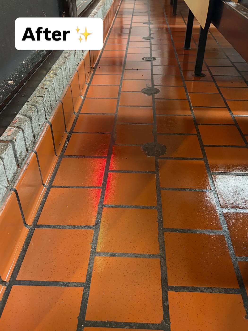 Dining room tile floor after restoration