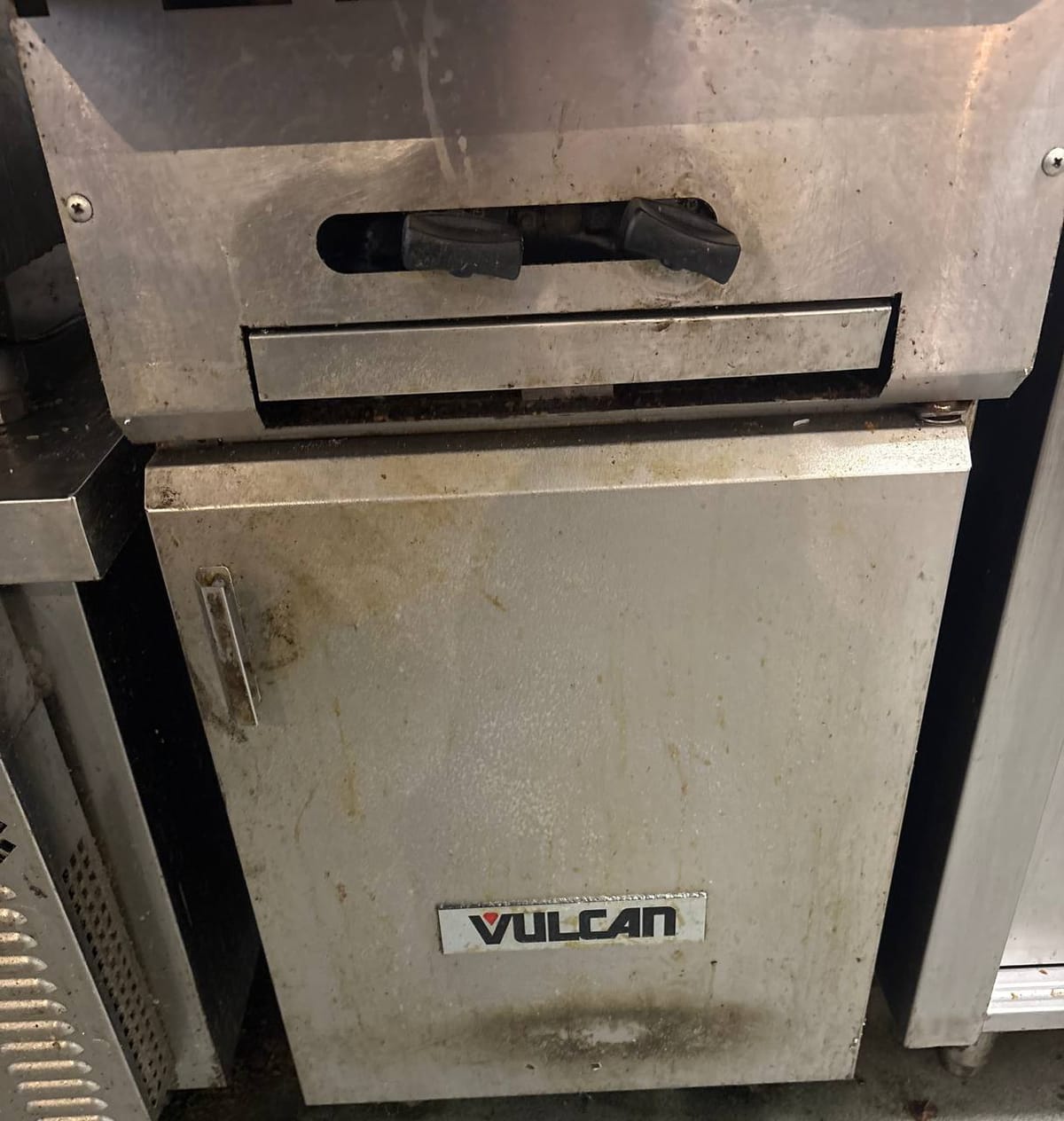 Commercial kitchen equipment before cleaning